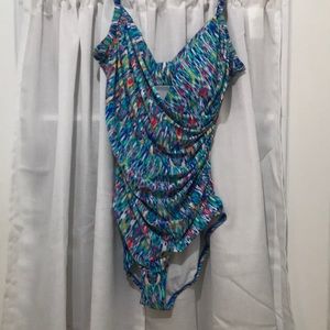 Multicolored, tummy control, Swimsuit